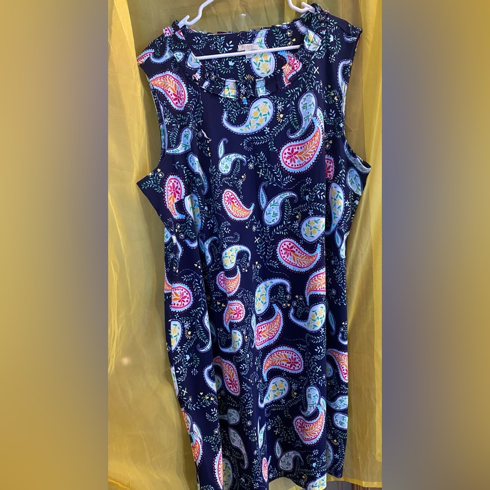 Talbots 3x navy paisley knee length dress